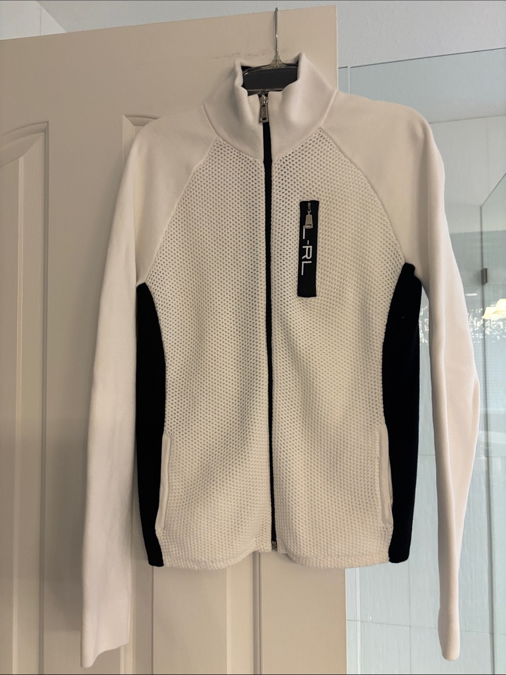 Ralph Lauren White Teddy Jacket with Black Side Panels
